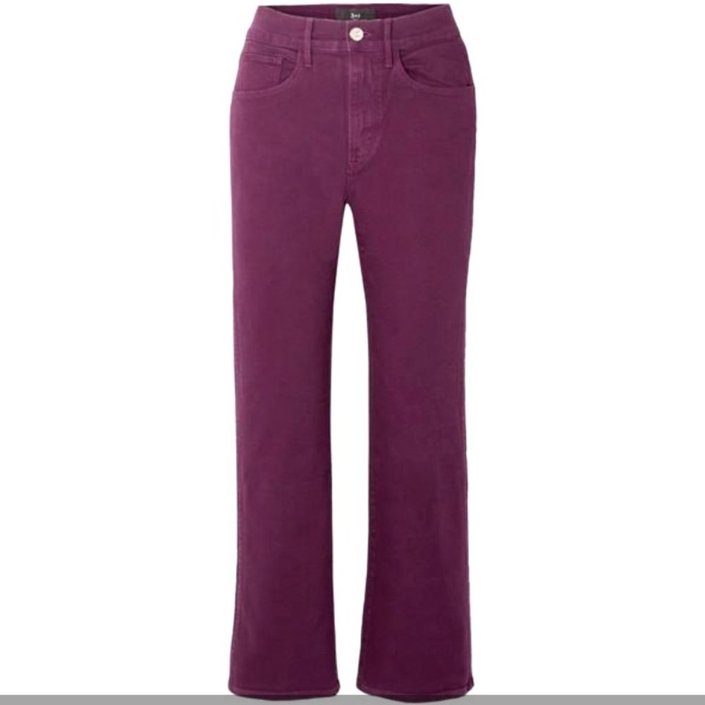 3x1 NYC Burgundy Wide Leg Jeans